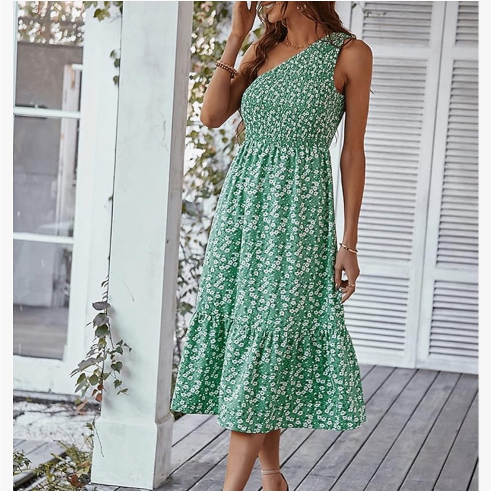 Green Floral Women's Dress - Picture 6 of 9